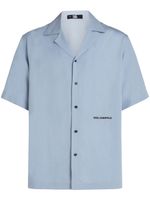 Karl Lagerfeld chemise brodée à col cubain - Bleu