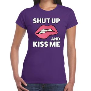 Shut up and kiss me t-shirt paars dames