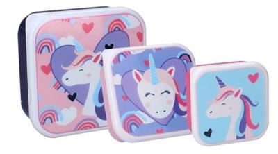 Prêt snackboxset eenhoorn meisjes roze/paars/blauw 3 stuks Prêt snackboxset eenhoorn meisjes roze/paars/blauw 3 stuks