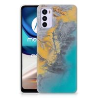 Motorola Moto G42 TPU Siliconen Hoesje Marble Blue Gold - thumbnail