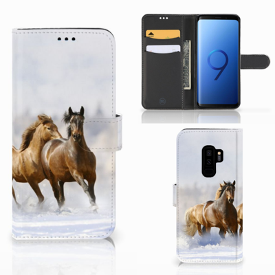 Samsung Galaxy S9 Plus Telefoonhoesje met Pasjes Paarden Samsung Galaxy S9 Plus Telefoonhoesje met Pasjes Paarden