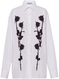 Prada chemise brodée en popeline - Blanc