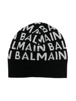 Balmain Kids bonnet en maille à logo intarsia - Noir