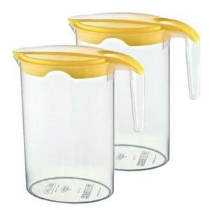 Schenkkan/waterkan - 2x - transparant - 1750 ML - kunststof - 10 x 20 x 22 cm