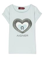 Aigner Kids t-shirt en coton à logo imprimé - Bleu