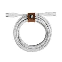 Belkin Boost Charge USB-C naar USB-C kabel met riem (duurzame USB-C kabel voor MacBook, iPad Pro, Samsung Galaxy S23, S23+, S23 Ultra, Pixel en meer) 1,2 m, wit