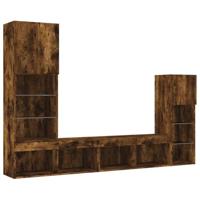 vidaXL 8-delige tv-wandmeubelset met LED bewerkt hout gerookt eiken