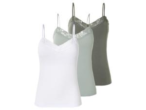 esmara 3 dames spaghetti topjes (L (44/46), Wit/groen/mint)