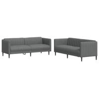 vidaXL 2-delige Loungeset stof donkergrijs, bankenset, tv-stoel, fauteuil, sofa, stoffen bank, beklede bank, stoffen bank, loungebank