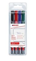 Edding 361 markeerstift 4 stuk(s) Fibre tip Zwart, Blauw, Groen, Rood