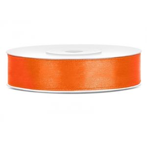 1x Oranje satijnlint rol 1,2 cm x 25 meter cadeaulint verpakkingsmateriaal   -