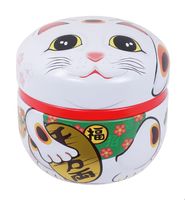 Lucky Cats - Wit Roestvrij stalen Theeblik - 8.6 x 8.4cm 100gr