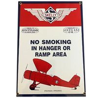 Skelly No Smoking In Hangar Or Ramp Area Emaille Bord - 36 x 25 cm - thumbnail