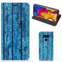 LG V40 Thinq Book Wallet Case Wood Blue - thumbnail