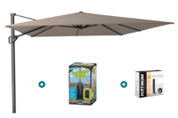 Platinum Challenger zweefparasol T1 Premium 4x3 m. - Havana Taupe - met ingraafvoet en hoes