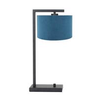 Steinhauer Moderne schemerlamp Stanger zwart met blauw velvet 7124ZW - thumbnail