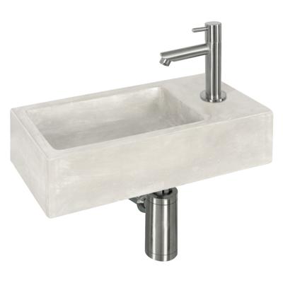 WC Fontein Ravo Rechte Kraan | Fonteinset Beton met Chroom | Betonnen Wastafel WC Fontein Ravo Rechte Kraan | Fonteinset Beton met Chroom | Betonnen Wastafel