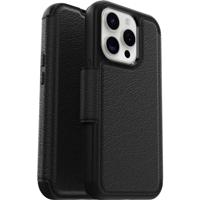 OtterBox Strada-hoesje voor iPhone 15 Pro voor MagSafe, schokbestendig, valbestendig, lederen folio met kaarthouder, 3x getest volgens militaire standaard, Zwart