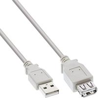 InLine 34603X USB 2.0 verlengkabel (stekker-naar-bus, type A) beige/grijs