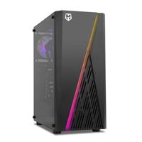 NOX FROST Microtower -NXHUMMERFROST- Micro ATX microtower; ATX, tot 6 160 mm ventilatoren, gamingontwerp, ARGB regenboog LED-strip, gehard glas raam, grote graphics, USB 3.0, zwart