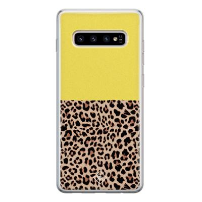 Samsung Galaxy S10 siliconen hoesje - Luipaard geel