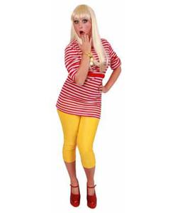 Dorus trui - rood met wit - carnaval - verkleedkleding voor dames - Gondeliers