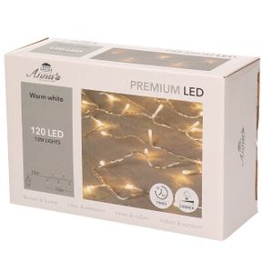 Kerstverlichting warm wit 120 leds met dimmer en timer functie 1200 cm