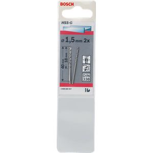 Bosch Accessories 2608585907 HSS Metaal-spiraalboor 1.5 mm Gezamenlijke lengte 40 mm Geslepen DIN 338 Cilinderschacht 2 stuk(s)