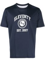 Eleventy logo-print cotton T-shirt - Bleu - thumbnail