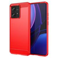 Motorola Edge 40 Neo Geborsteld TPU Hoesje - Koolstofvezel - Rood - thumbnail