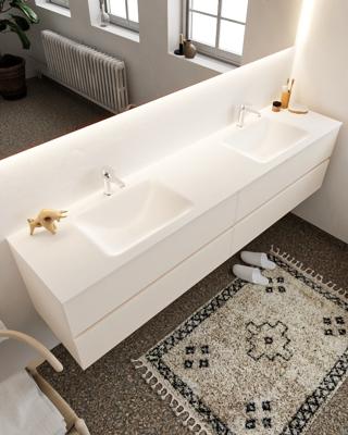 Mondiaz Vica 200cm badmeubel linen 4 lades wastafel Cloud dubbel 2 kraangaten Mondiaz Vica 200cm badmeubel linen 4 lades wastafel Cloud dubbel 2 kraangaten