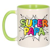 Cadeau koffie/thee mok voor papa - groen - super papa - keramiek - 300 ml - Vaderdag - thumbnail