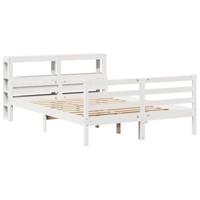 vidaXL Bedframe met hoofdbord massief grenenhout 160x200 cm, bed, bed ombouw, boxspring, bedbodem, slaapkamermeubel, twijfelaar bed, 2 persoonsbed