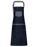 Premier Workwear PW127 Domain Contrast Denim Bib Apron - thumbnail