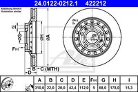 Remschijf ATE, Remschijftype: Geventileerd: , u.a. für VW, Audi