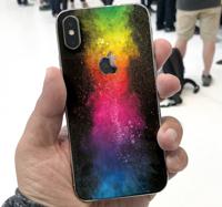 iPhone mobiel stickers Zwart en regenboogplons