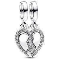 Pandora 792743C01 Hangbedel Friends Splittable Heart zilver-zirconia wit - thumbnail