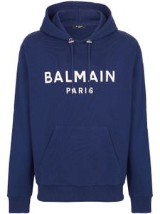 Balmain hoodie à logo imprimé - Bleu