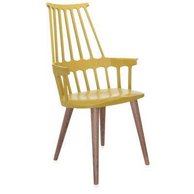Kartell Comback Chair Houten Poten Mosterdgeel