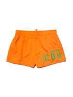 DSQUARED2 KIDS short de bain élastiqué à logo imprimé - Orange