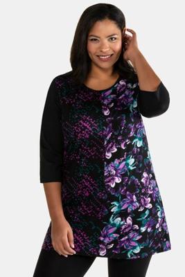 Ulla Popken Longshirt, 3/4 mouwen, ronde hals - Grote Maten