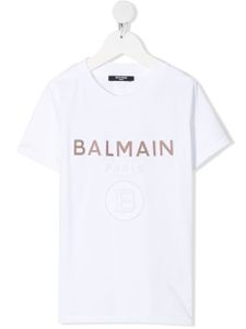 Balmain Kids t-shirt à logo imprimé - Blanc