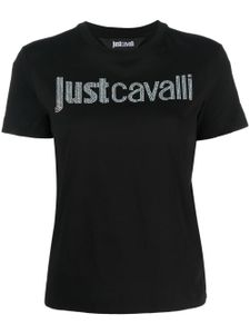 Just Cavalli t-shirt en coton à logo strassé - Noir