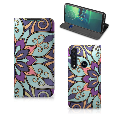 Motorola G8 Plus Smart Cover Purple Flower Motorola G8 Plus Smart Cover Purple Flower