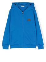 Dolce & Gabbana Kids hoodie zippé à patch logo - Bleu - thumbnail