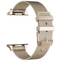 By Qubix - Milanese met gesp bandje - Vintage goud - Compatible met Apple Watch 38mm / 40mm / 41mm / 42mm - Compatible Apple watch bandjes