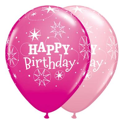 Folat Ballonnen Happy Birthday 28 Cm Latex Roze 25 Stuks