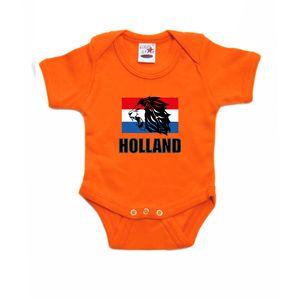 Oranje fan romper / kleding Holland met leeuw en vlag Koningsdag/ EK/ WK voor babys