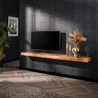 LifestyleFurn Wandplank/TV-meubel Mac Acaciahout, 200cm - Massief acacia naturel - thumbnail