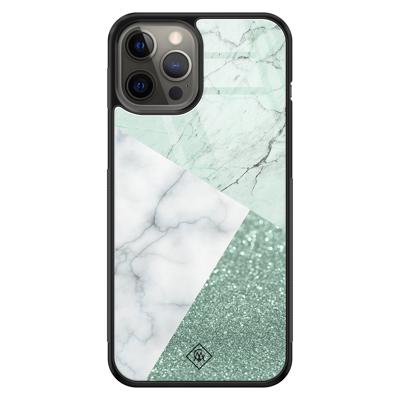 iPhone 12 Pro Max glazen hardcase - Minty marmer collage